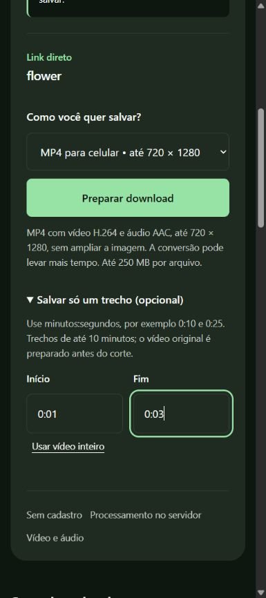 2. Escolha o arquivo ou um trecho